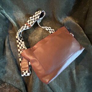 Latico Aquarius - Brown Crossbody Bag with checkered strap
